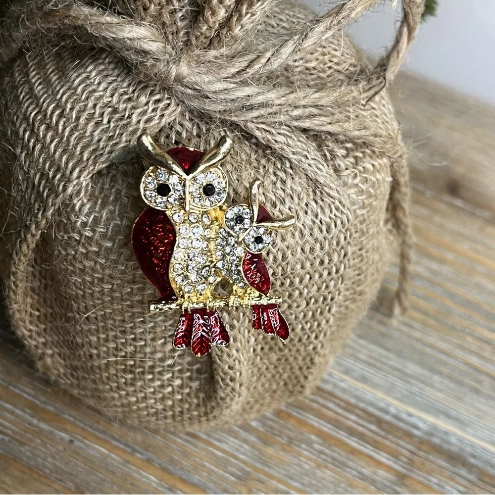 Red Drip Oil Inlaid Enamel Gold Tone Rhinestone Brooch. K-Fashion. - Picture 5 of 5